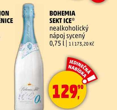 BOHEMIA SEKT ICE nealkoholický nápoj sycený, 0,75 l