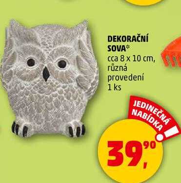 DEKORAČNÍ SOVA cca 8 x 10 cm, různá provedení, 1 ks  