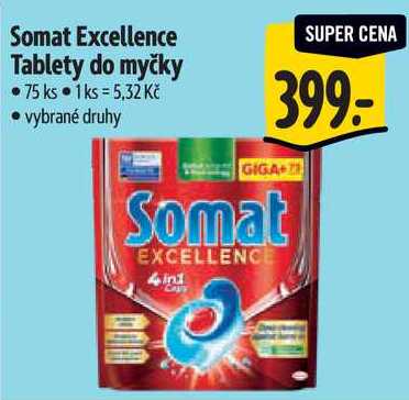Somat Excellence Tablety do myčky, 75 ks 