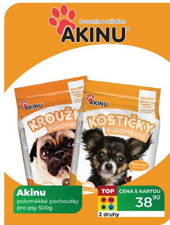 Akinu poloměkké pochoutky pro psy 500g 