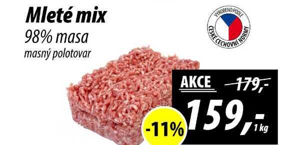 Mleté mix 98% masa masný polotovar, 1 kg 