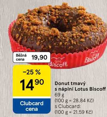 Donut tmavý s náplní Lotus Biscoff, 69 g 
