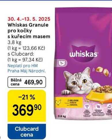 Whiskas Granule pro kočky s kuřecím masem, 3,8 kg 