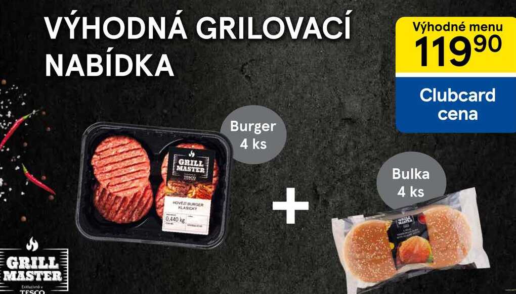 Výhodné menu Burger + bulka, 4 ks