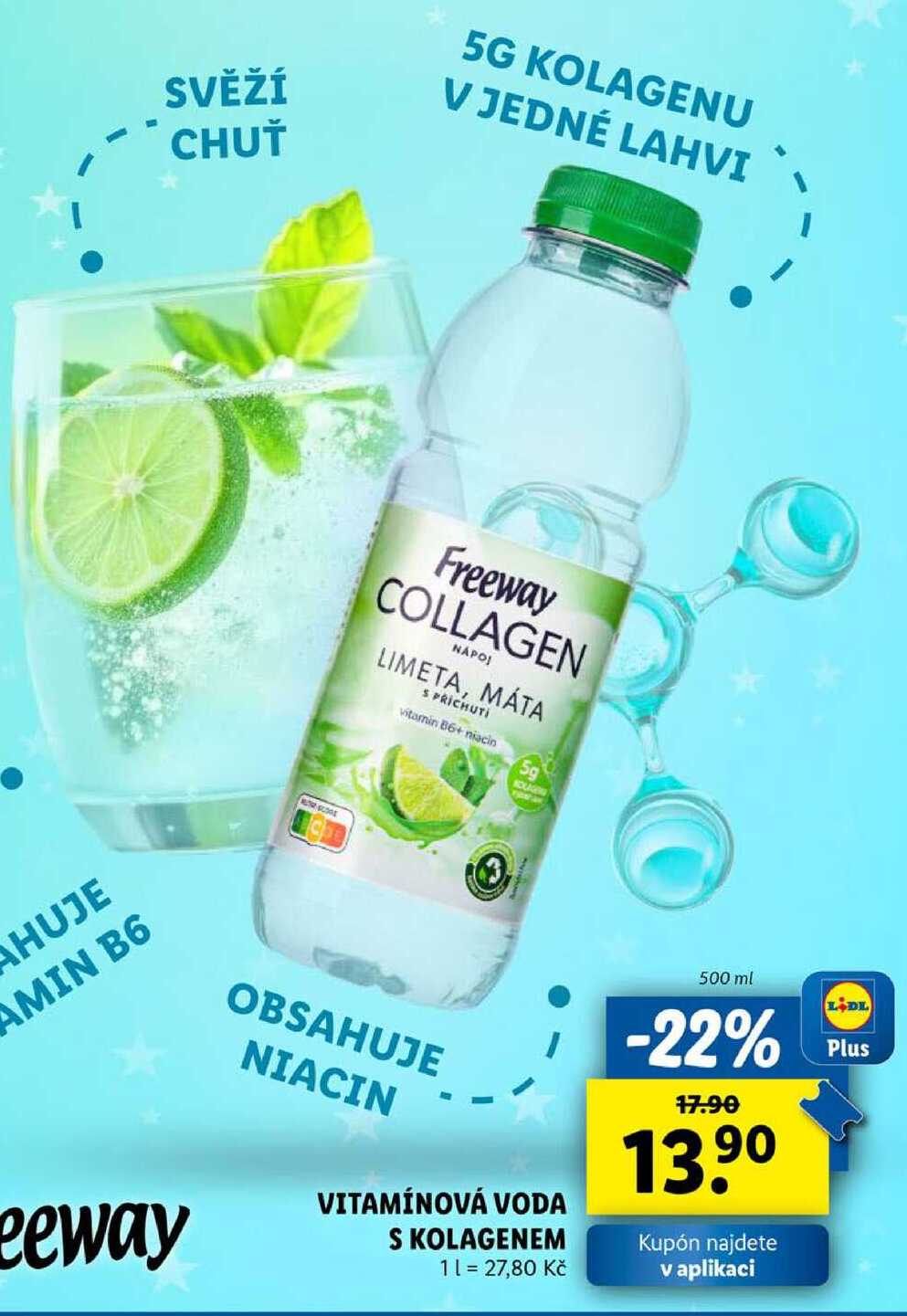 VITAMÍNOVÁ VODA S KOLAGENEM, 500 ml