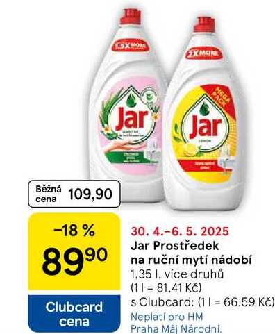 Jar Prostředek na ruční mytí nádobí, 1,35 l
