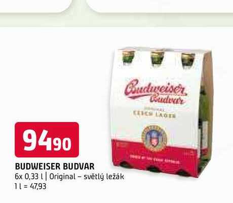 Budweiser budvar 6x 0,33l Original světlý ležák 