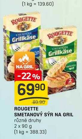ROUGETTE SMETANOVÝ SÝR NA GRIL různé druhy 2 x 90 g 
