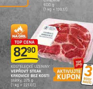 VEPŘOVÝ STEAK KRKOVICE BEZ KOSTI plátky, 375g