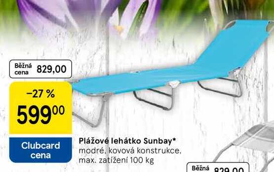 Plážové lehátko Sunbay, modré, kovová konstrukce 