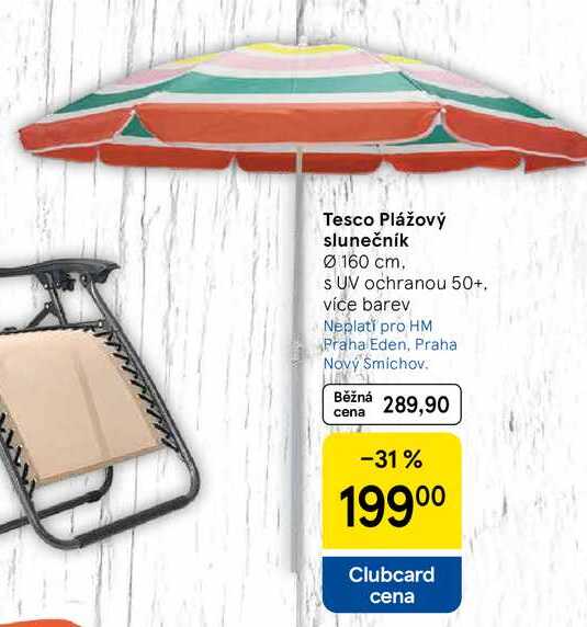 Tesco Plážový slunečník Ø160 cm. s UV ochranou 50+