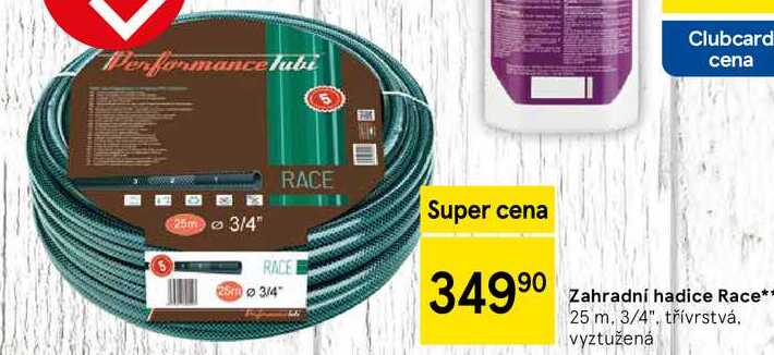 Zahradní hadice Race, 25 m. 3/4", třívrstvá. vyztužená 