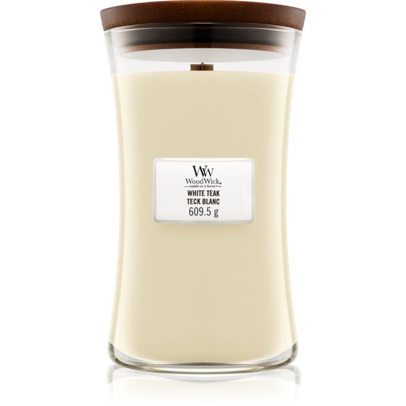 Woodwick White Teak vonná svíčka s dřevěným knotem 609.5 g
