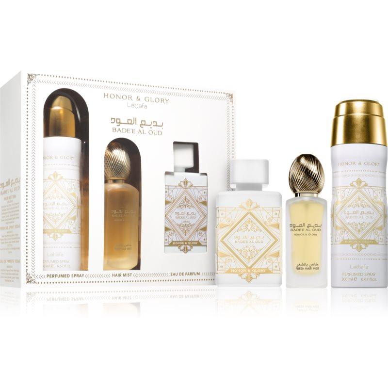Lattafa Badee Al Oud Honor & Glory dárková sada unisex 3 ks