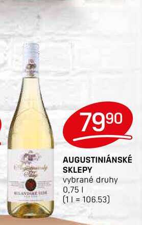 AUGUSTINIÁNSKÉ SKLEPY vybrané druhy 0,75l