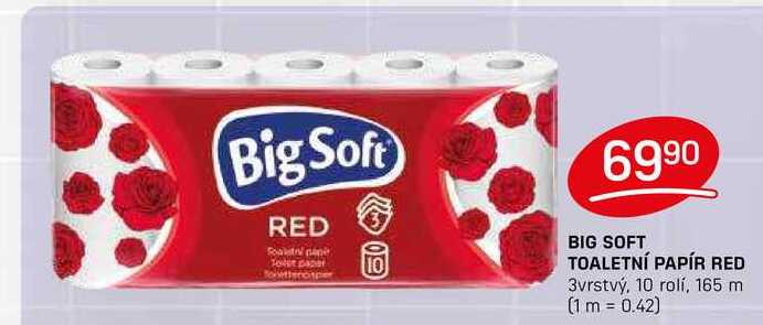BIG SOFT TOALETNÍ PAPÍR RED 3vrstvý, 10 rolí