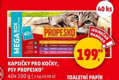 KAPSIČKY PRO KOČKY, PSY PROPESKO, 40x 100 g 