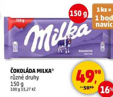 ČOKOLÁDA MILKA různé druhy, 150 g 