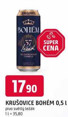 KRUŠOVICE BOHÉM 0,5 L pivo světlý ležák 