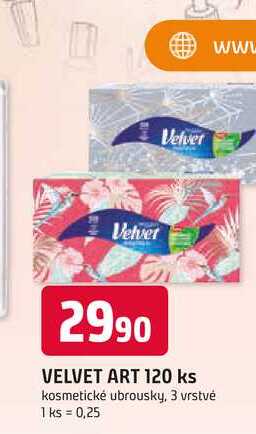 VELVET ART 120 ks kosmetické ubrousky
