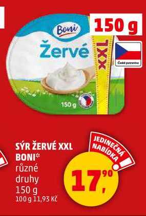 SÝR ŽERVÉ XXL BONI různé druhy, 150 g 