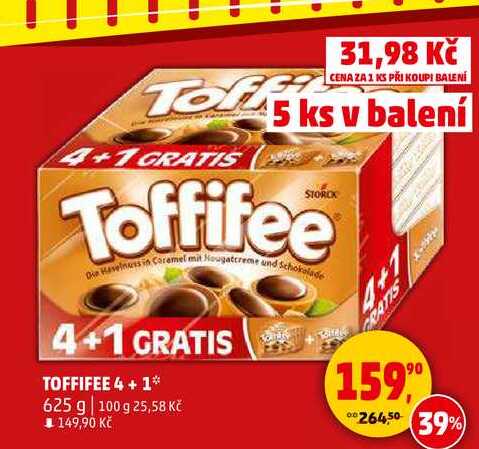 Toffifee 4+1, 625 g 