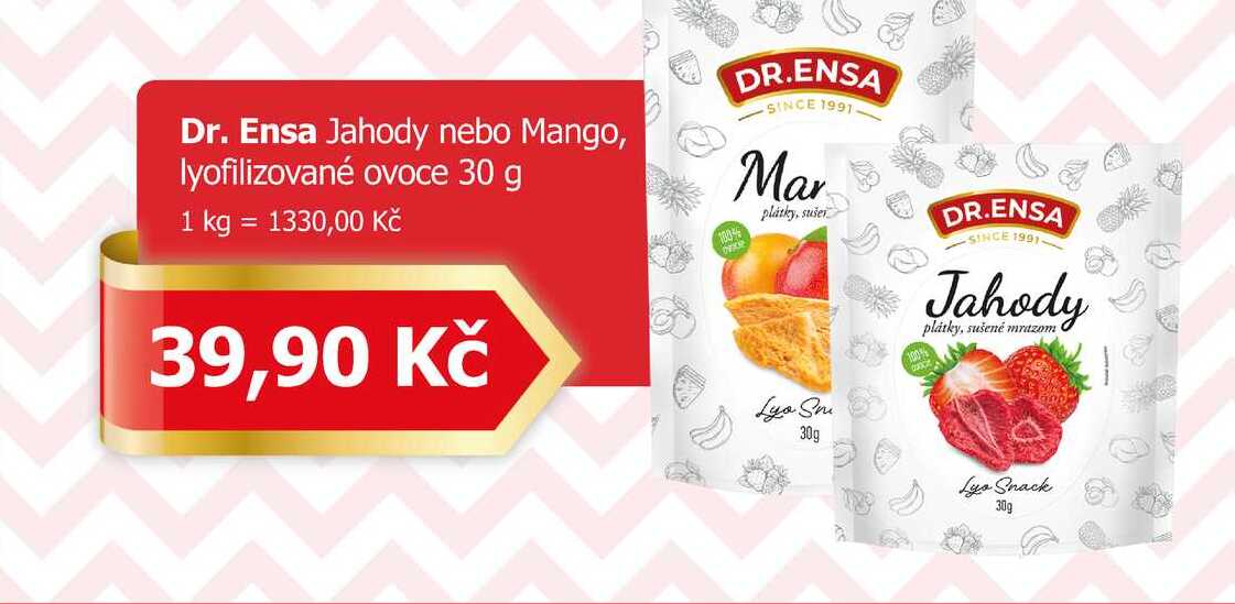 Dr. Ensa Jahody nebo Mango, lyofilizované ovoce 30 g 