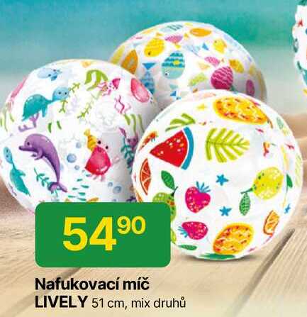 Nafukovací míč LIVELY 51 cm, mix druhů 