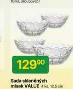 Sada skleněných misek VALUE 4ks, 12.5cm 