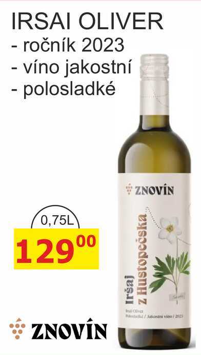 ZNOVÍN 0,75L IRSAI OLIVER  