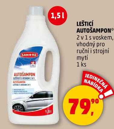 LEŠTICÍ AUTOŠAMPON 2 v 1 s voskem, vhodný pro ruční i strojní mytí, 1 ks  