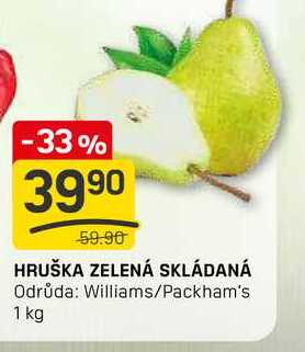 HRUŠKA ZELENÁ SKLÁDANÁ Odrůda: Williams/Packham's 1 kg 