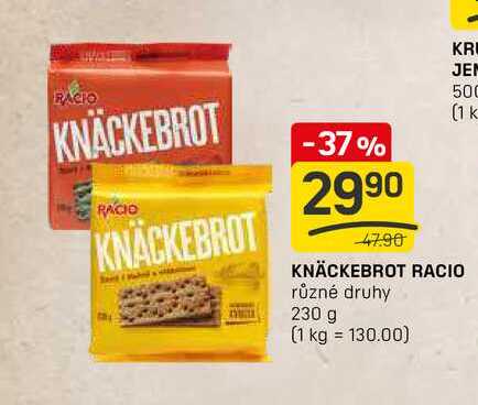 KNÄCKEBROT RACIO různé druhy 230 g 
