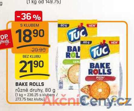 BAKE ROLLS různé druhy, 80 g 