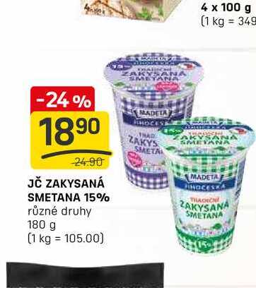 JČ ZAKYSANÁ SMETANA 15% různé druhy 180 g