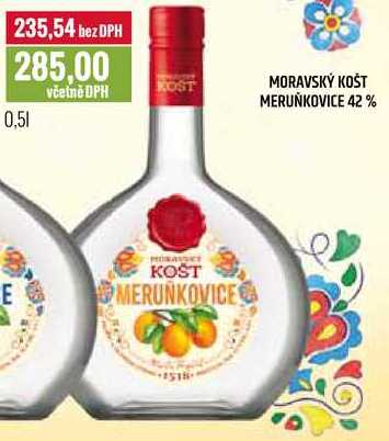 MORAVSKÝ KOŠT MERUŇKOVICE 42% 0,5l