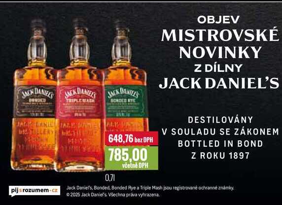 Jack Daniel's, Bonded, Bonded Rye a Triple Mash 0,7l