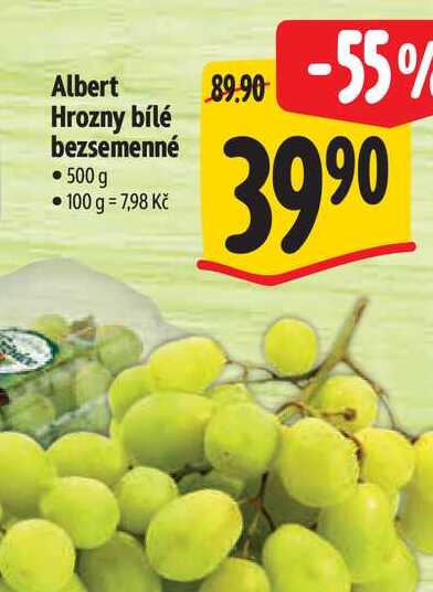 Albert Hrozny bílé bezsemenné 500g 