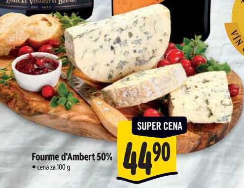 Fourme d'Ambert 50%, cena za 100 g 