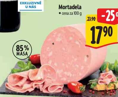 Mortadela, cena za 100 g 
