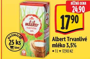Albert Trvanlivé mléko 3,5%, 1 l