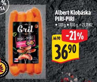 Albert Klobáska PIRI-PIRI, 170 g