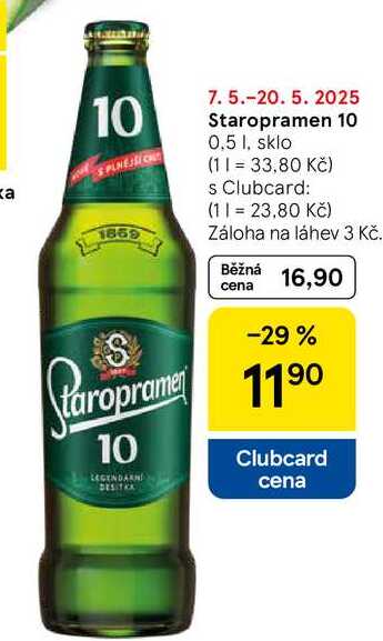 Staropramen 10, 0,5 l, sklo