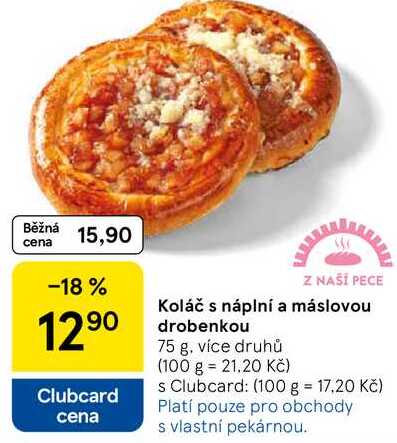 Koláč s náplní a máslovou drobenkou, 75 g, více druhů 