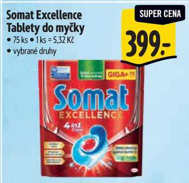 Somat Excellence Tablety do myčky, 75 ks 