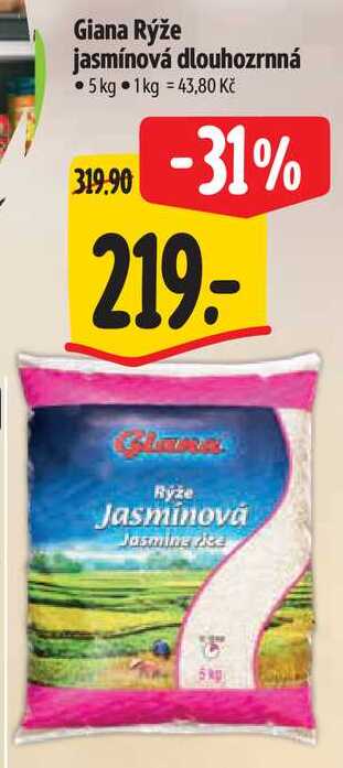 Giana Rýže jasmínová dlouhozrnná, 5 kg