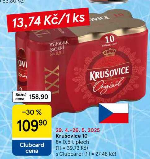 Krušovice 10, 8× 0.5 l, plech