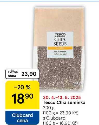 Tesco Chia semínka, 200 g