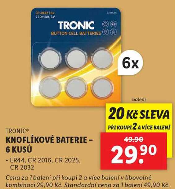 KNOFLÍKOVÉ BATERIE - 6 KUSŮ 