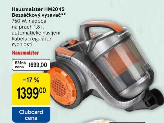 Hausmeister HM2045 Bezsáčkový vysavač, 750 W, nádoba na prach 1.8 l
